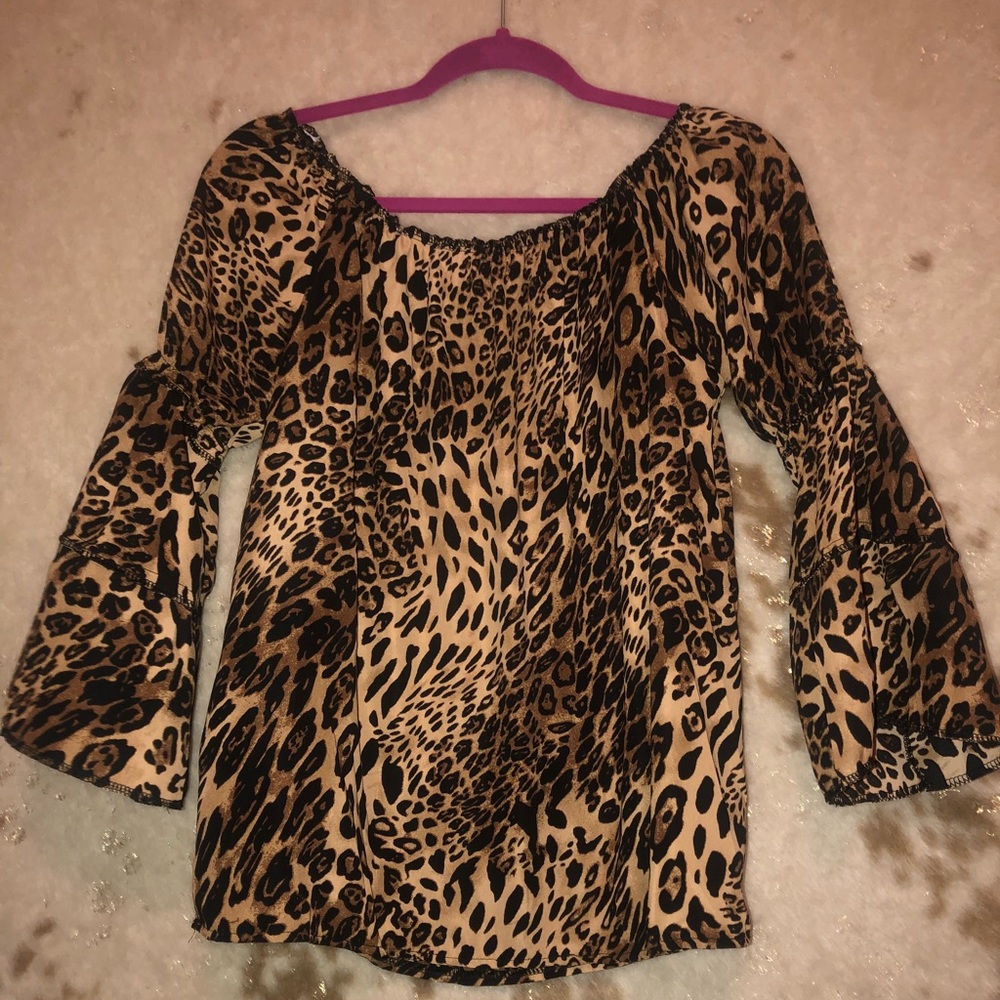 Woman’s Cheetah Print Off the Shoulder Blouse